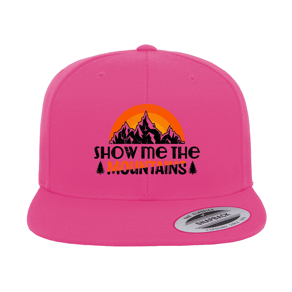 Hiking Show Me To The Mountains Printed Flat Bill Cap