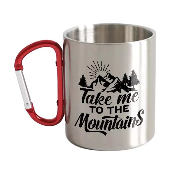 Hiking Take Me To The Mountains Stainless Steel Double Wall Carabiner Mug 12oz