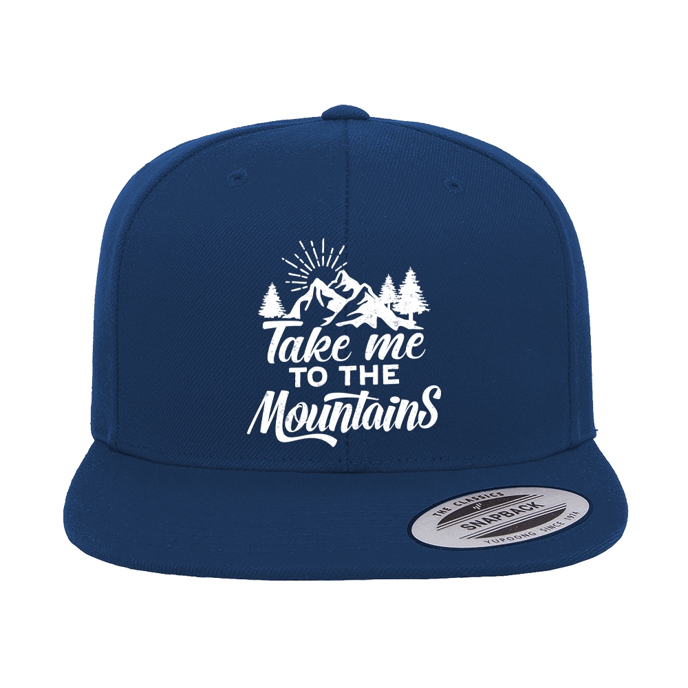 Hiking Take Me To The Mountains Embroidered Flat Bill Cap