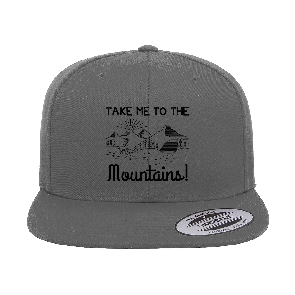 Hiking Take Me To The Mountains Embroidered Flat Bill Cap