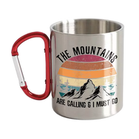 Thumbnail for Hiking The Mountains Are Calling Stainless Steel Double Wall Carabiner Mug 12oz