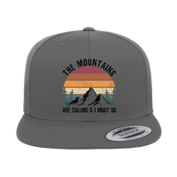 Thumbnail for Hiking The Mountains Are Calling Printed Flat Bill Cap