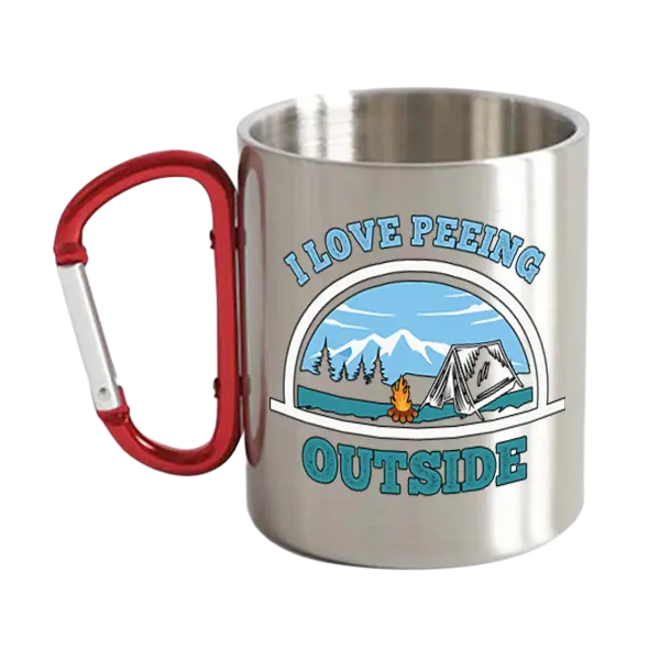 I Love Peeing Outside Stainless Steel Double Wall Carabiner Mug 10oz