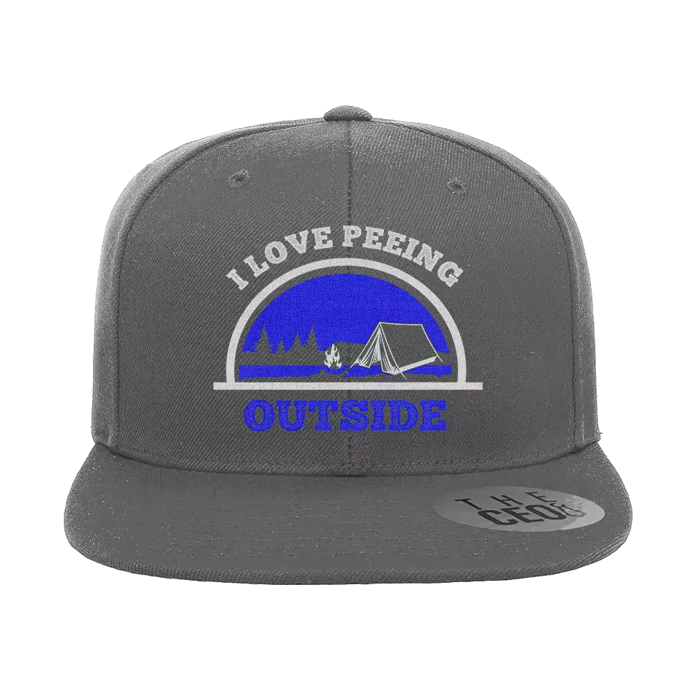 I Love Peeing Outside Embroidered Flat Bill Cap