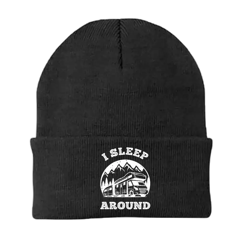 I Sleep Around Embroidered Beanie