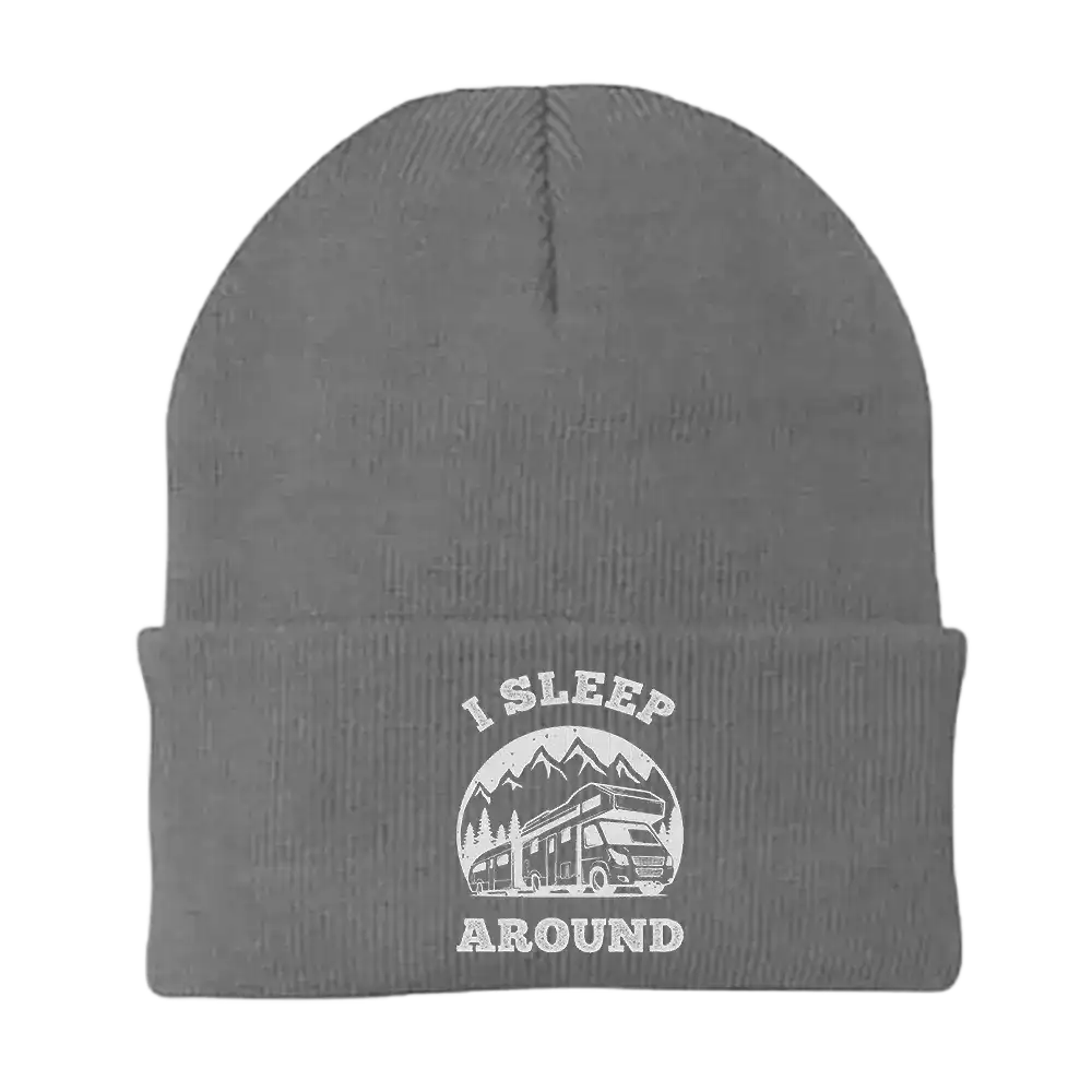 I Sleep Around Embroidered Beanie