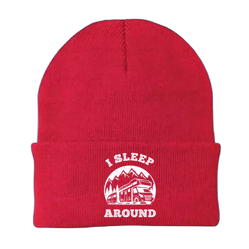 I Sleep Around Embroidered Beanie