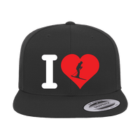 Thumbnail for I Love Skiing Embroidered Flat Bill Cap