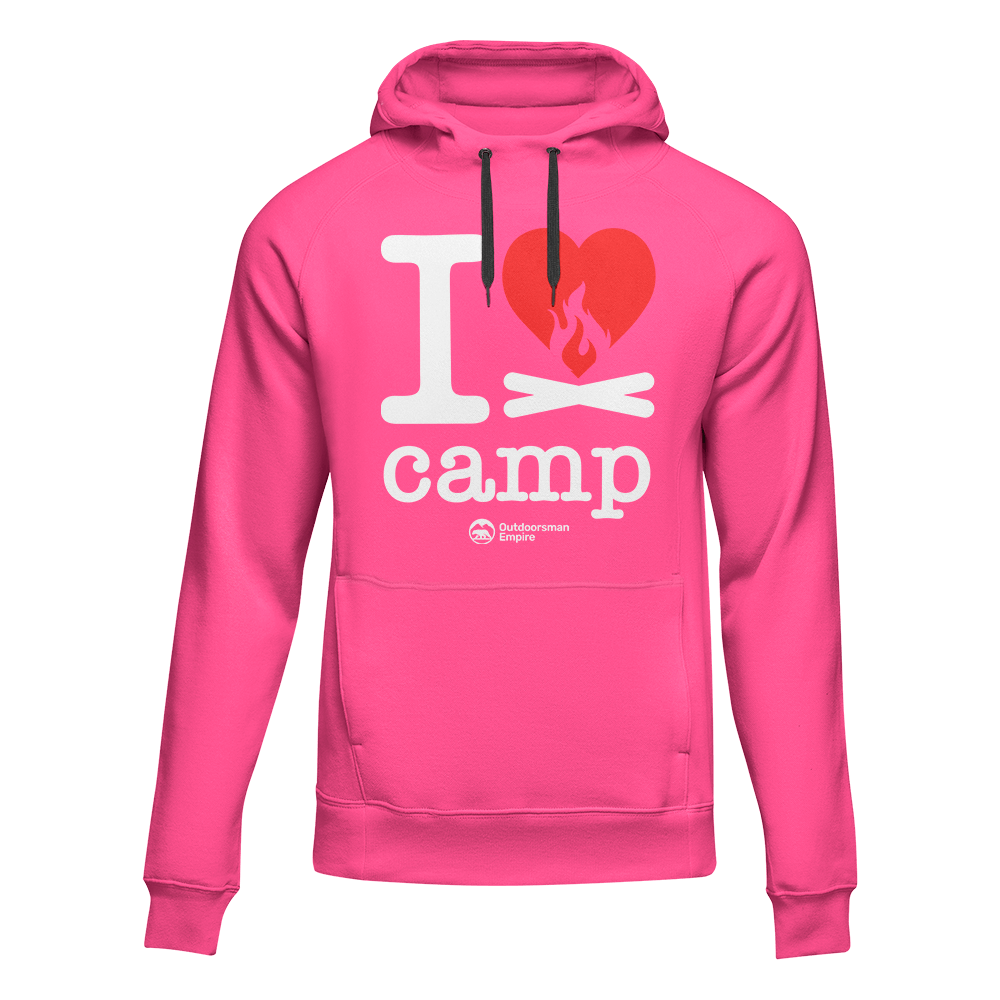 I Love Camp Adult Fleece Hooded Sweatshirt