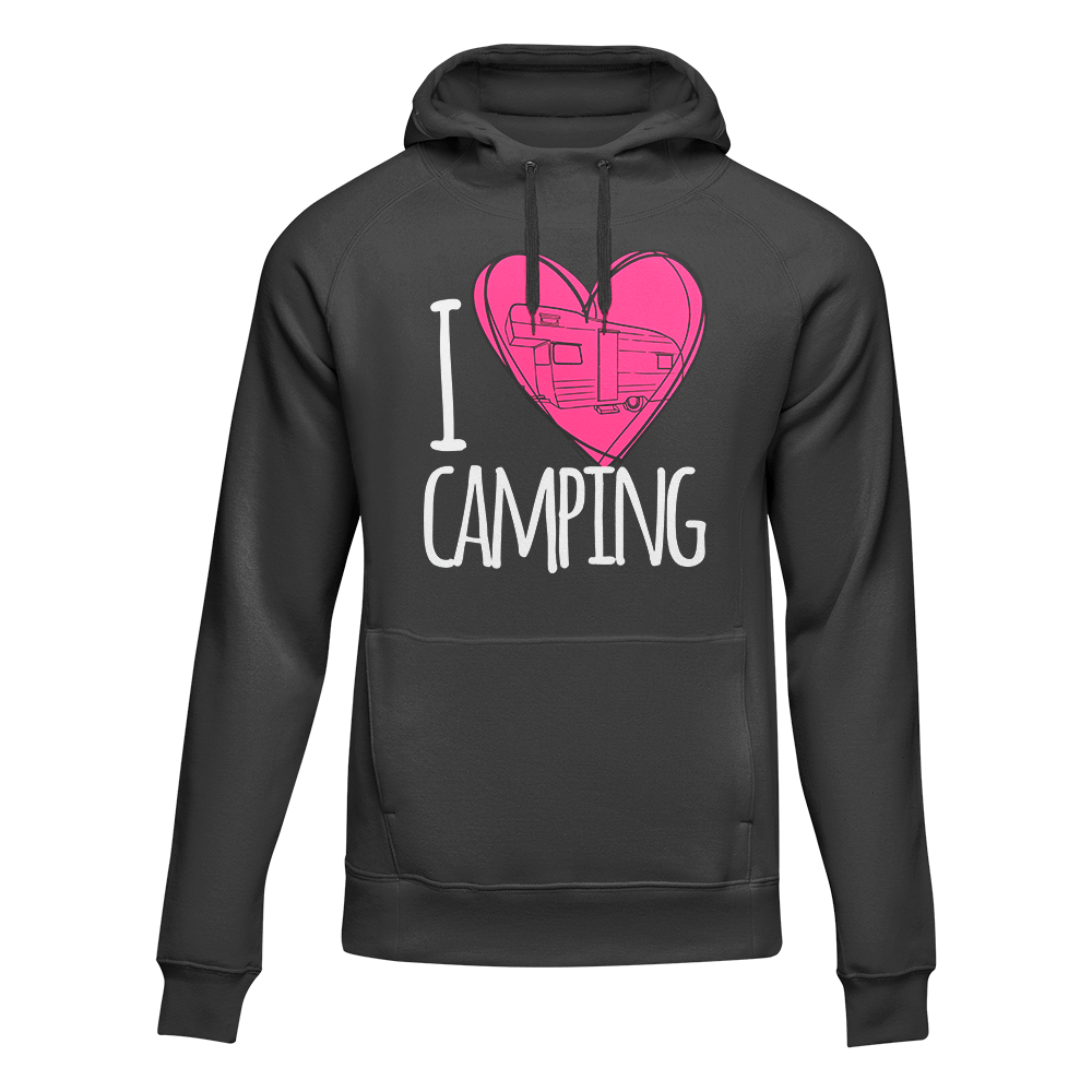 I Love Camping Adult Fleece Hooded Sweatshirt