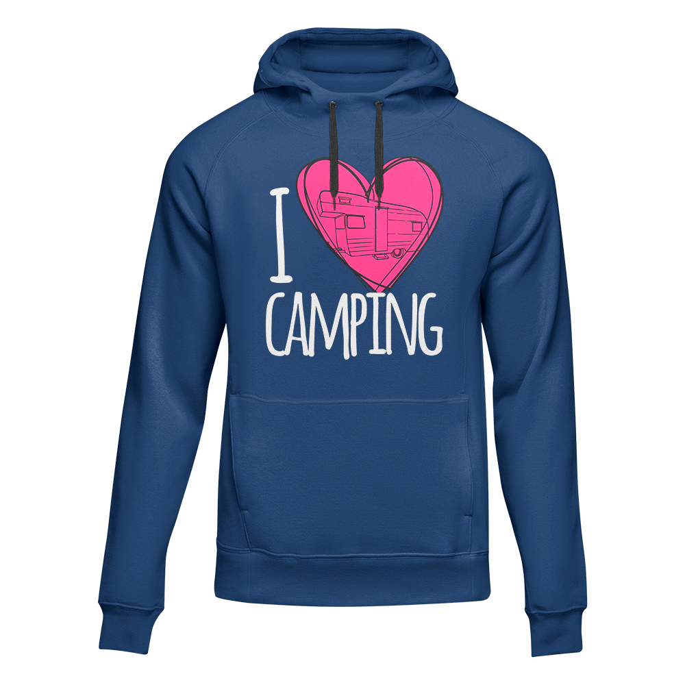 I Love Camping Adult Fleece Hooded Sweatshirt