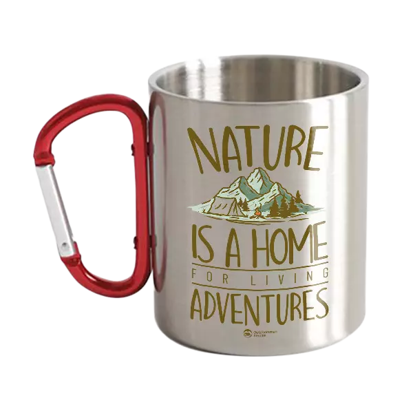 Nature Is A Home Stainless Steel Double Wall Carabiner Mug 12oz