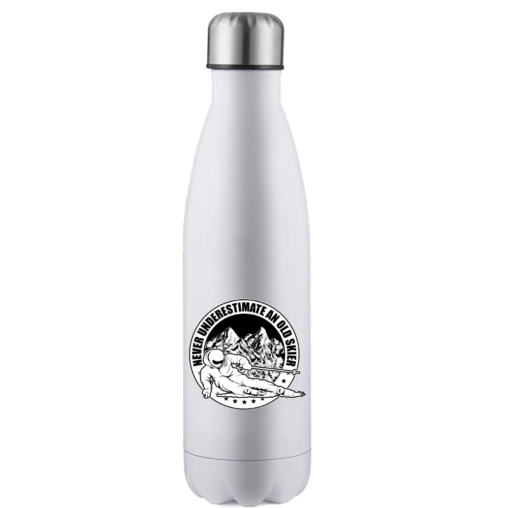 Never Underestimate An Old Skier Stainless Steel Water Bottle