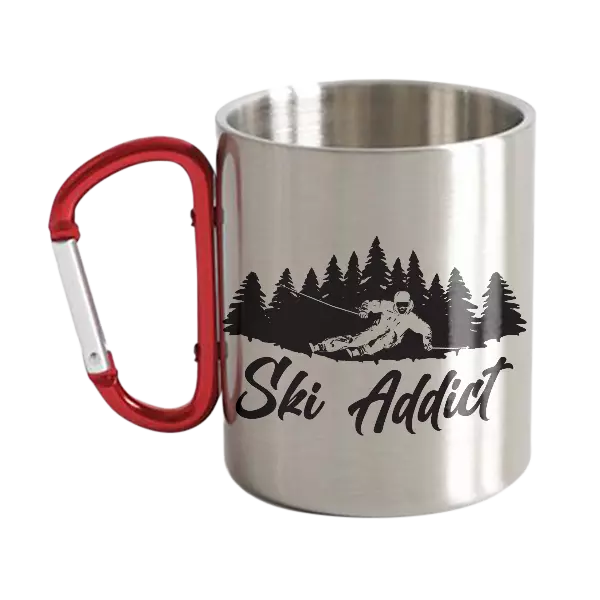 Ski Addict Stainless Steel Double Wall Carabiner Mug 12oz