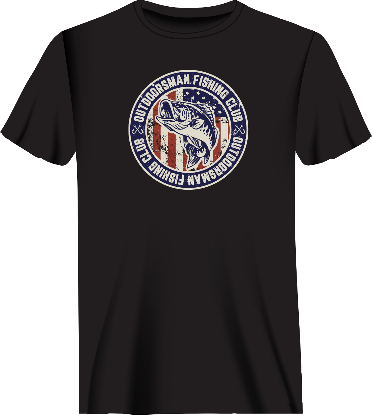 Outdoorsman Fishing Club Patriotic Man T-Shirt