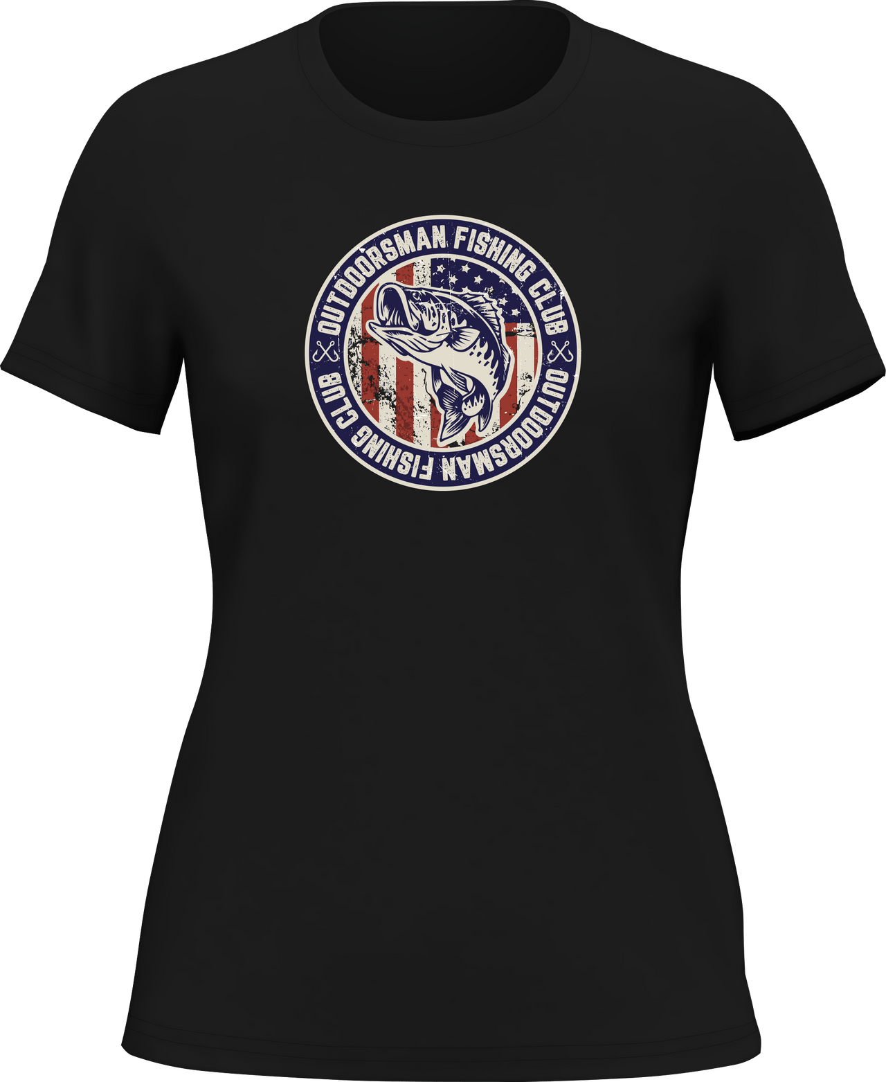 Outdoorsman Fishing Club Patriotic T-Shirt for Women