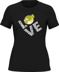 Thumbnail for Love Fishing Green Blowfish Globe T-Shirt for Women