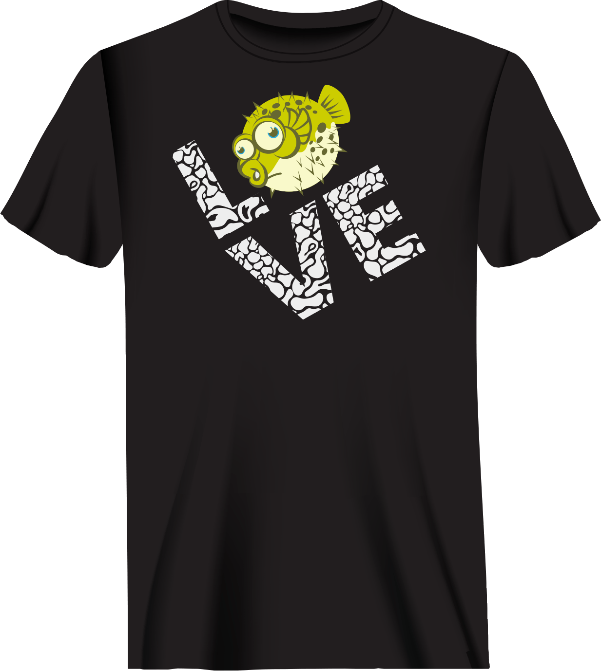 Love Fishing Green Blowfish Globe Man T-Shirt