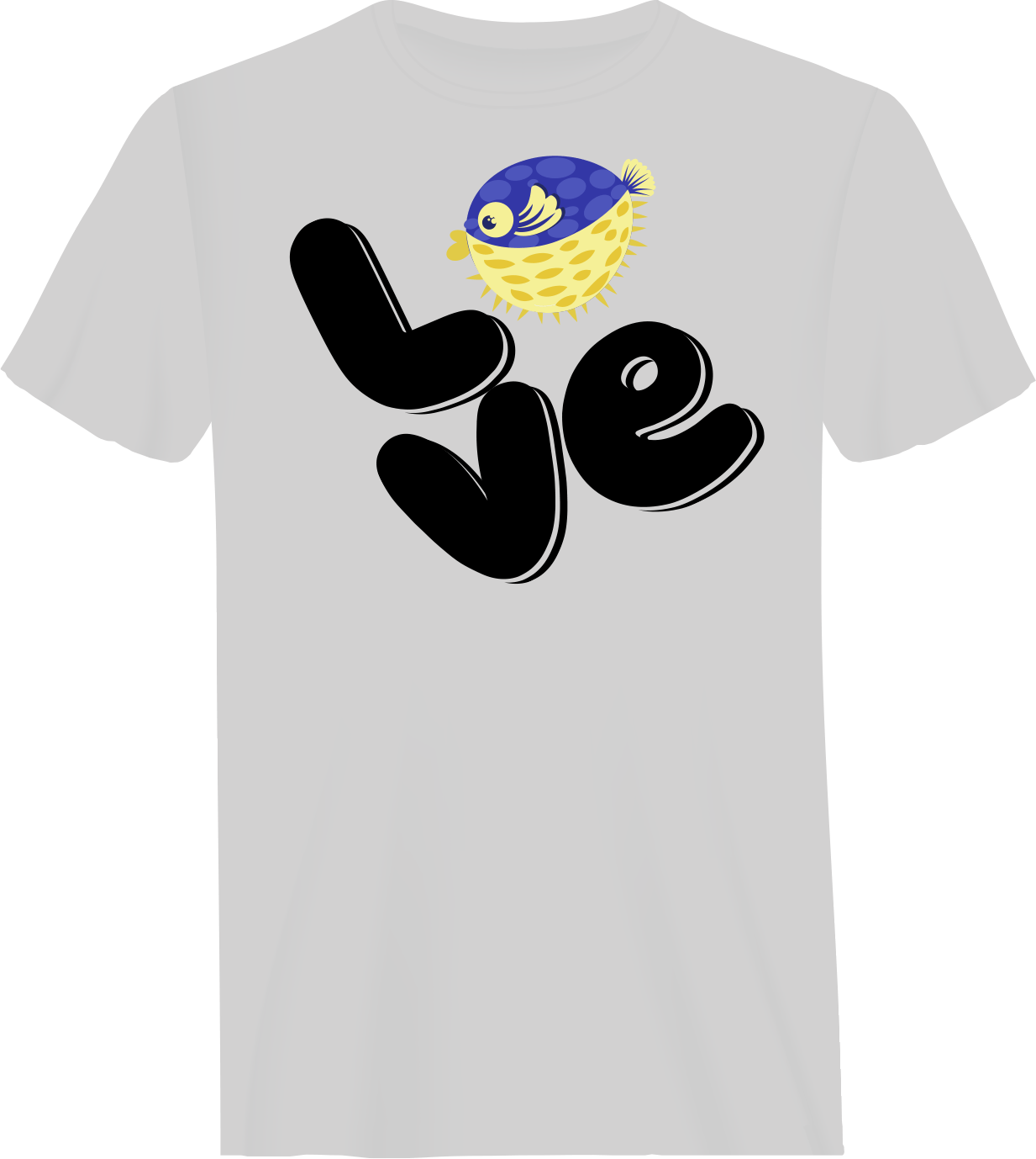 Love Fishing Blue Blowfish Globe Man T-Shirt