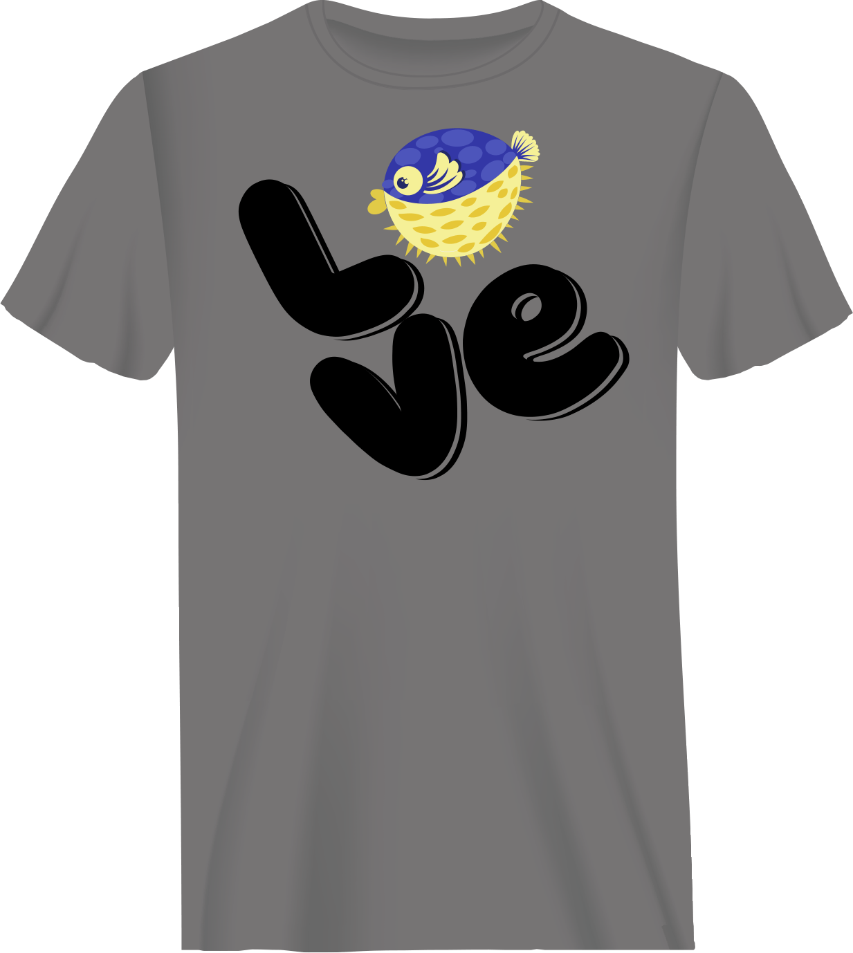Love Fishing Blue Blowfish Globe Man T-Shirt