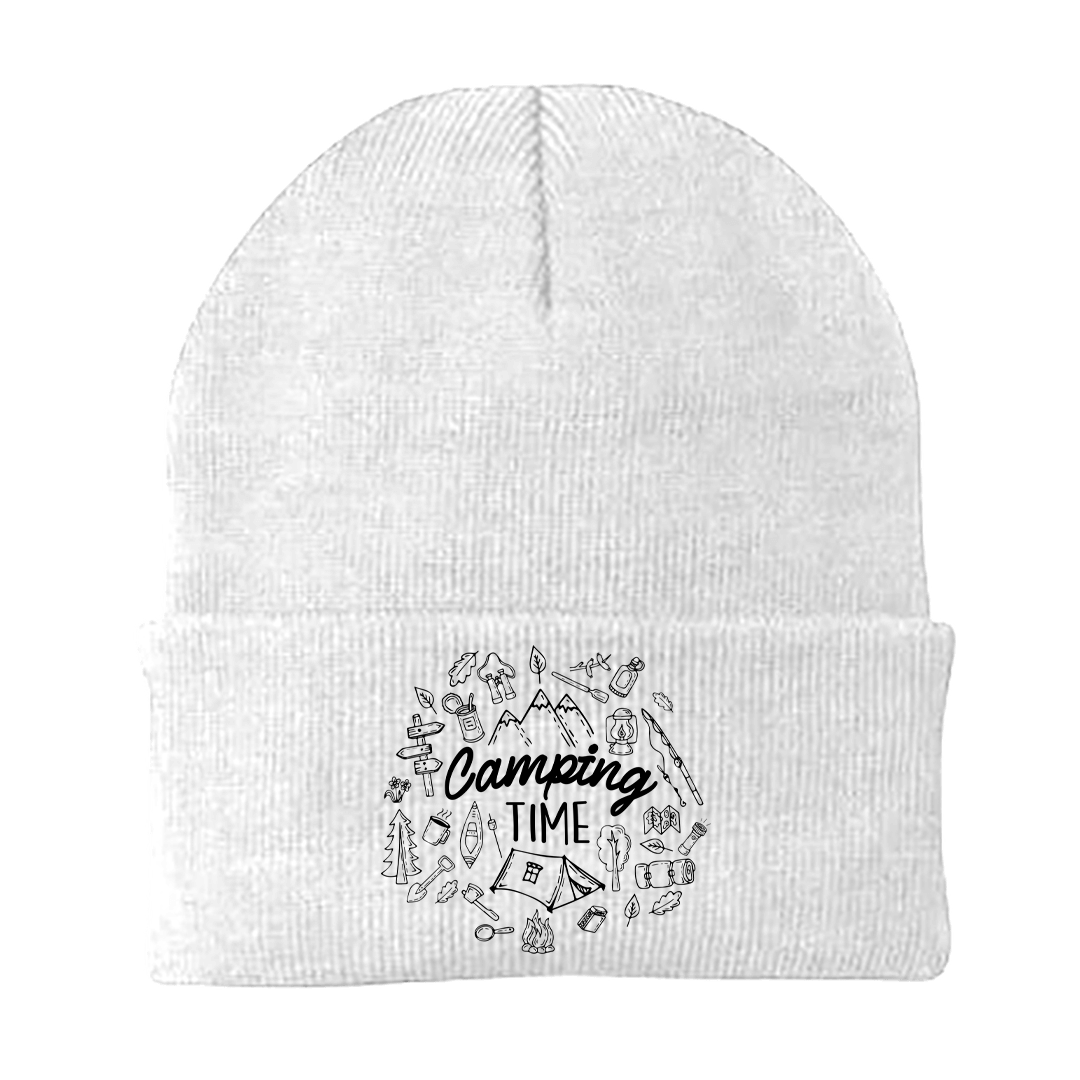 Camping Elements Embroidered Beanie