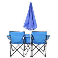 Thumbnail for Portable Outdoor 2-Seat Folding Chair with Removable Sun Umbrella