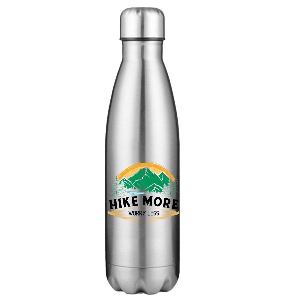 Hike More Worry Less Stainless Steel Water Bottle