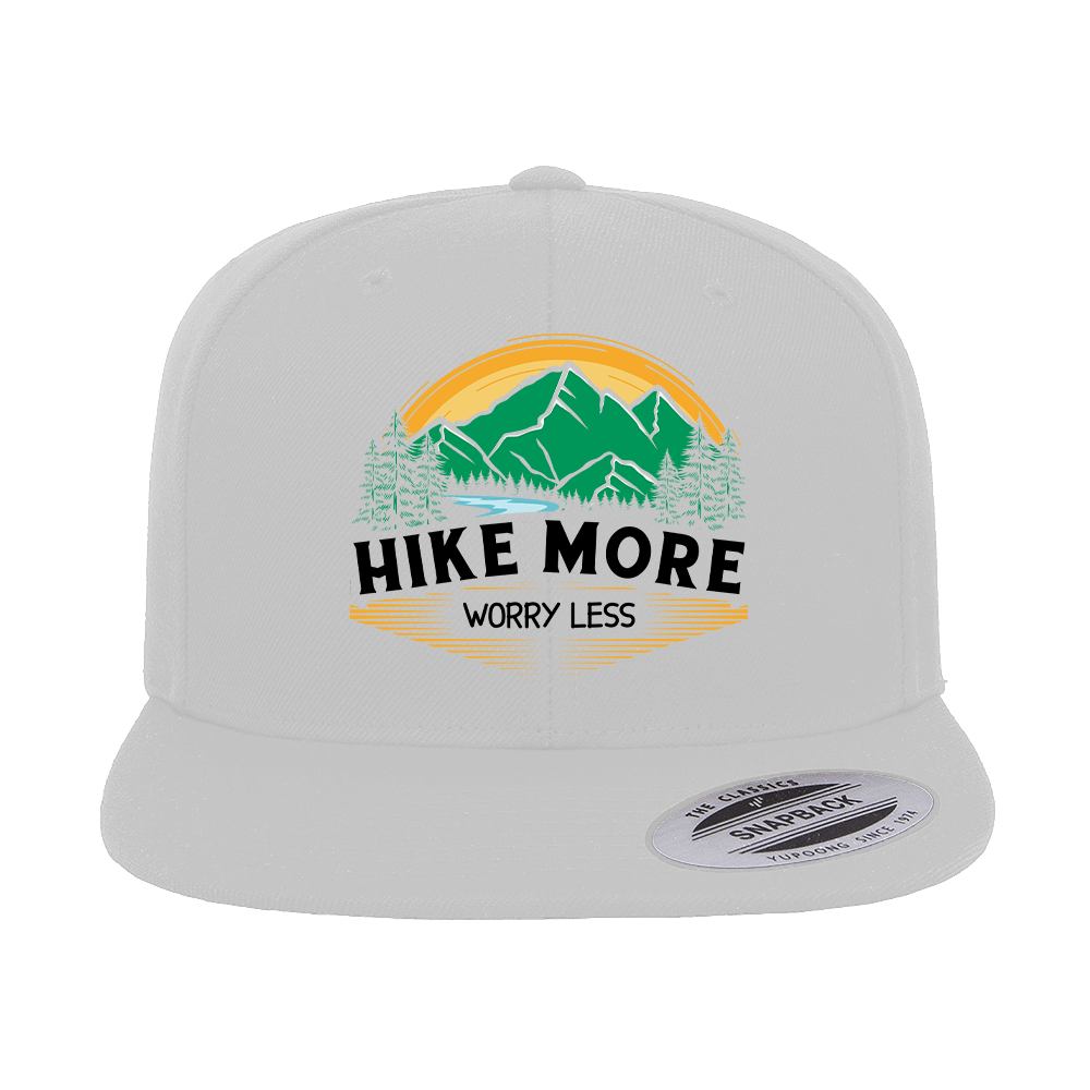 Hike More Worry Less Printed Flat Bill Cap
