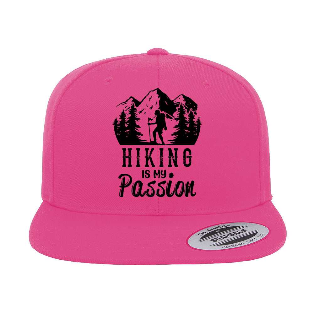 Hiking Is My Passion Embroidered Flat Bill Cap