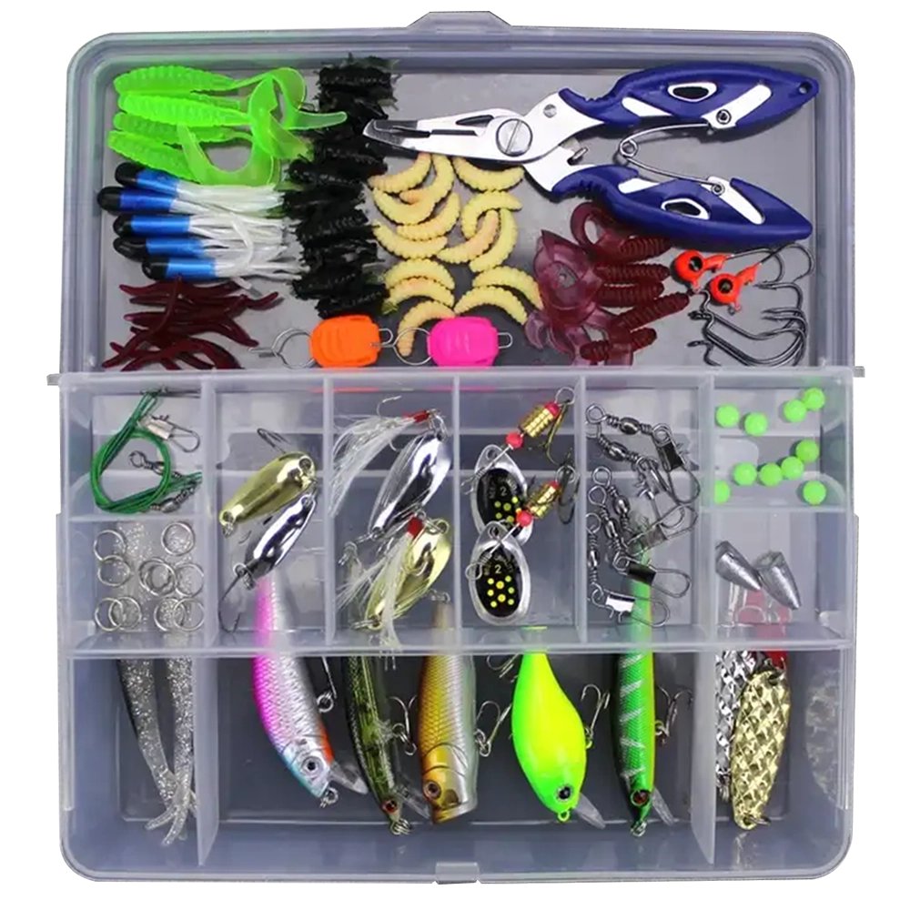 103pcs Artificial Bait Minnow Crank Spoon Fishing Lure Set - Tackle Box